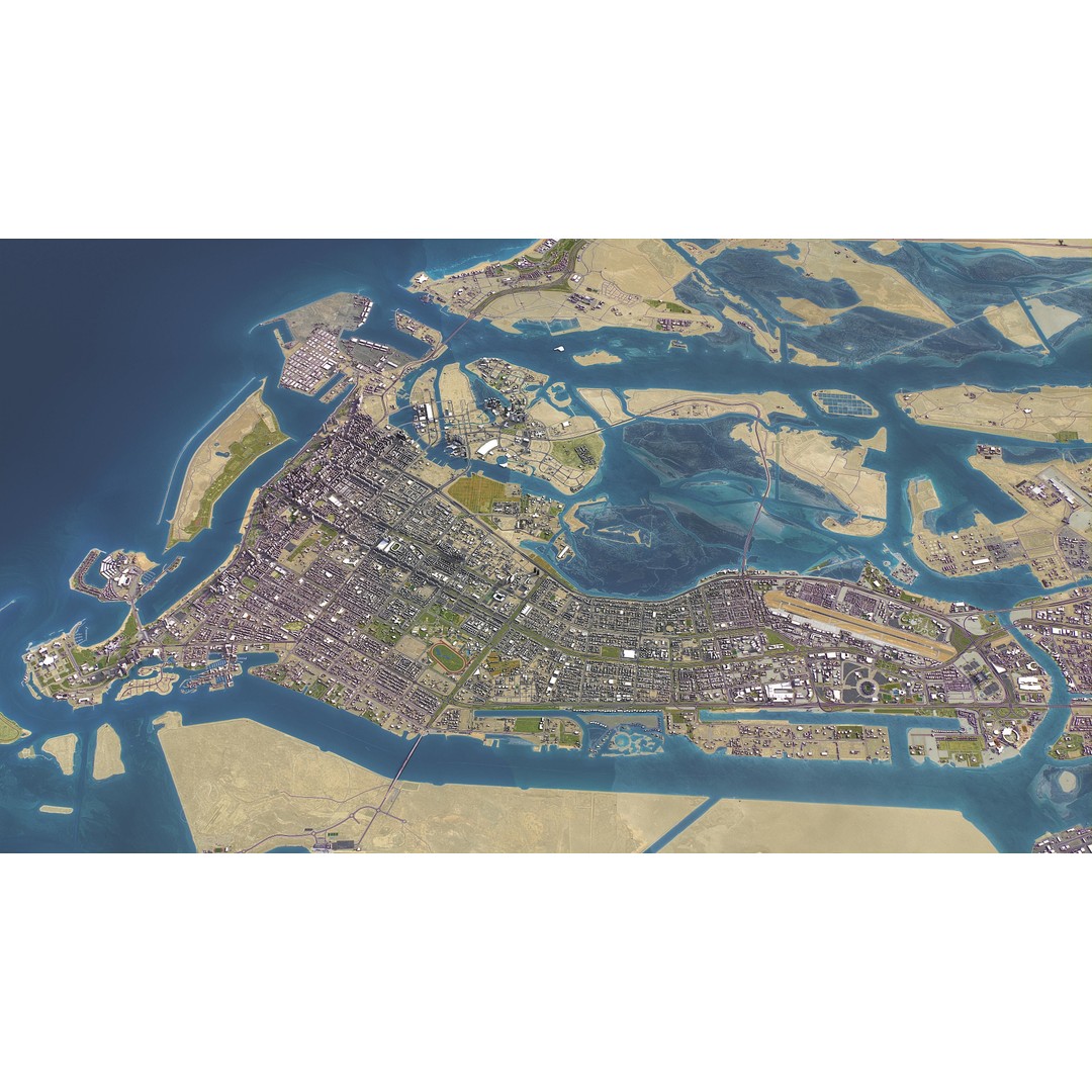 Abu Dhabi 3D Model – Low-Poly Cityscape with Realistic Textures, FBX - View 10