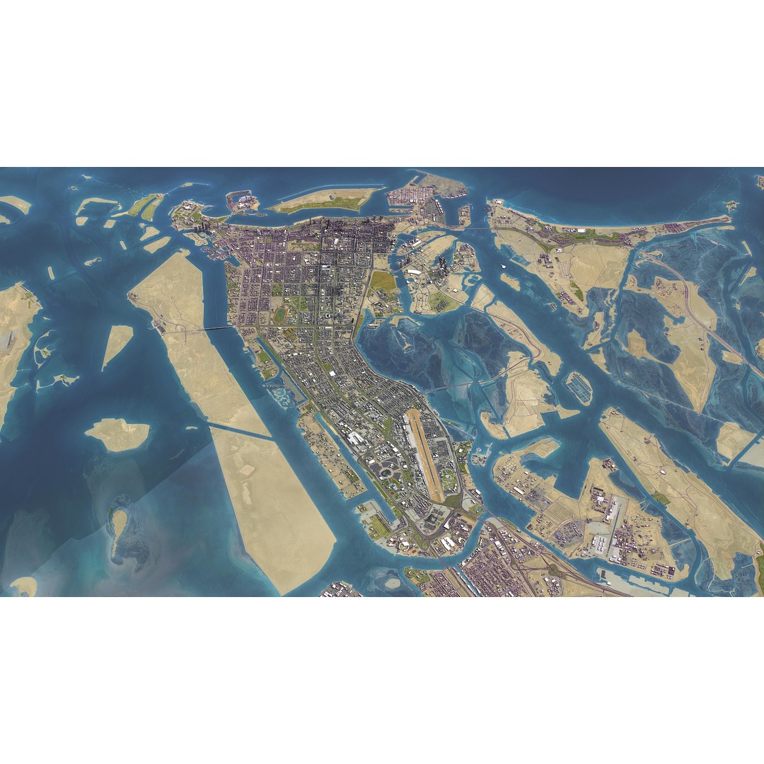 Abu Dhabi 3D Model – Low-Poly Cityscape with Realistic Textures, FBX - View 13