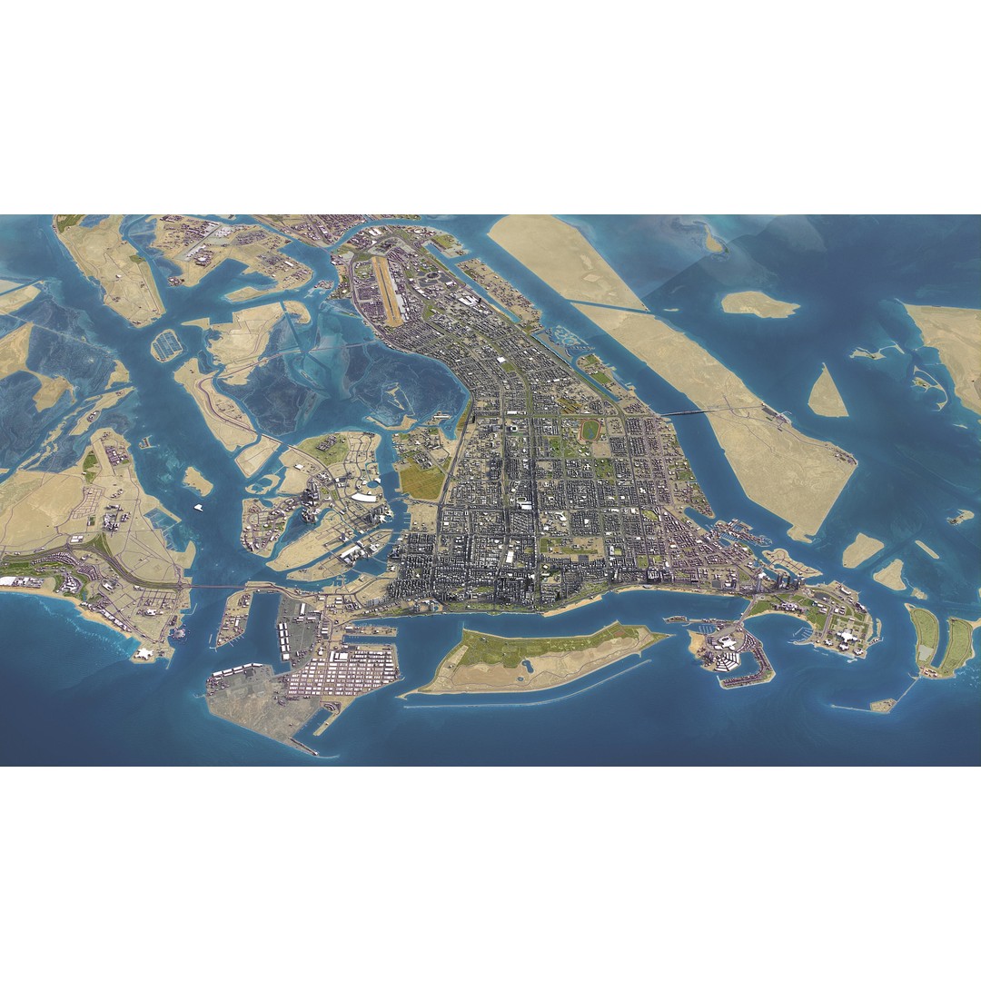 Abu Dhabi 3D Model – Low-Poly Cityscape with Realistic Textures, FBX - View 14