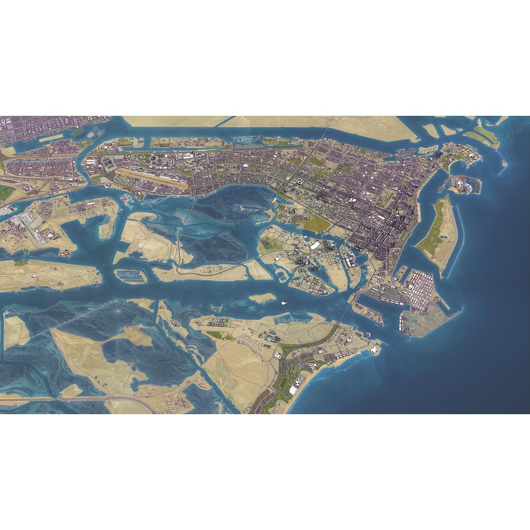 Abu Dhabi 3D Model – Low-Poly Cityscape with Realistic Textures, FBX - View 15
