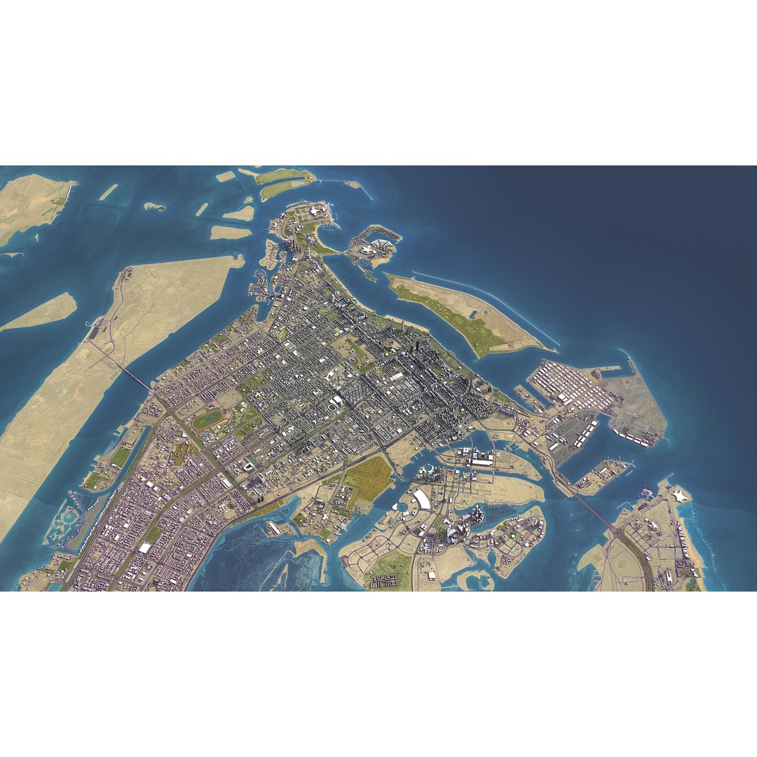 Abu Dhabi 3D Model – Low-Poly Cityscape with Realistic Textures, FBX - View 16