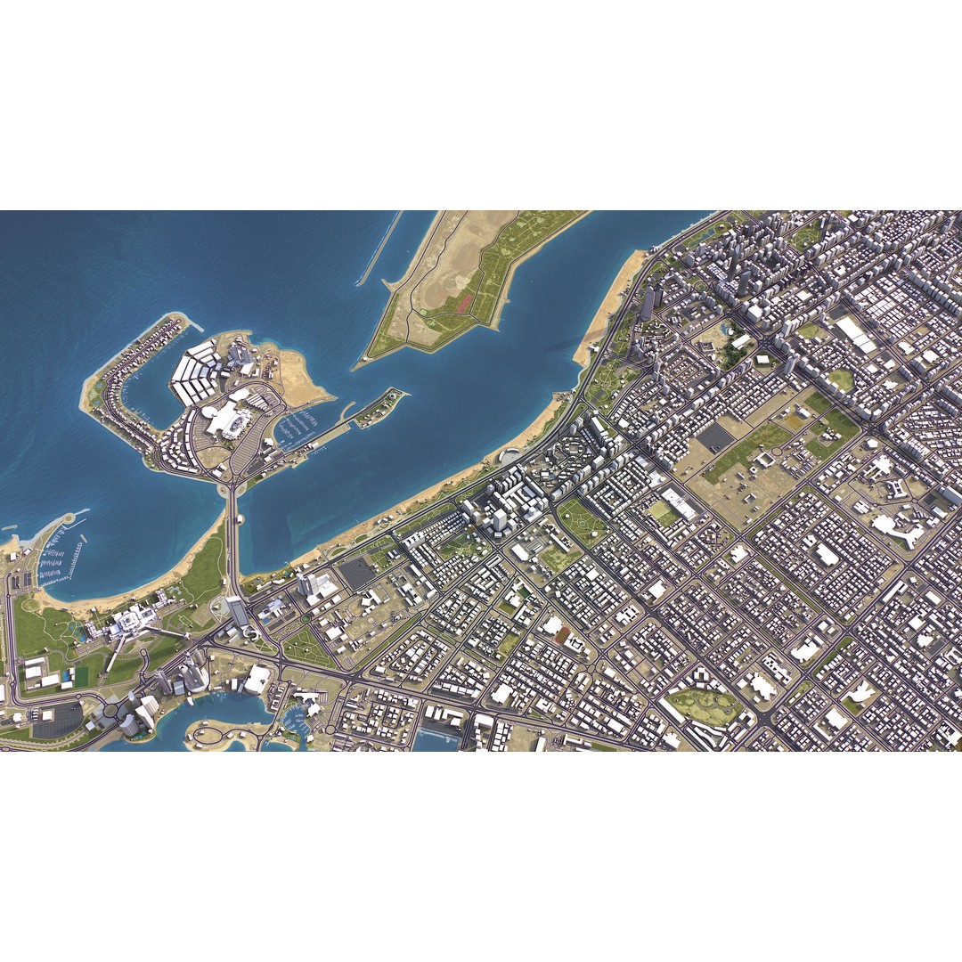 Abu Dhabi 3D Model – Low-Poly Cityscape with Realistic Textures, FBX - View 17