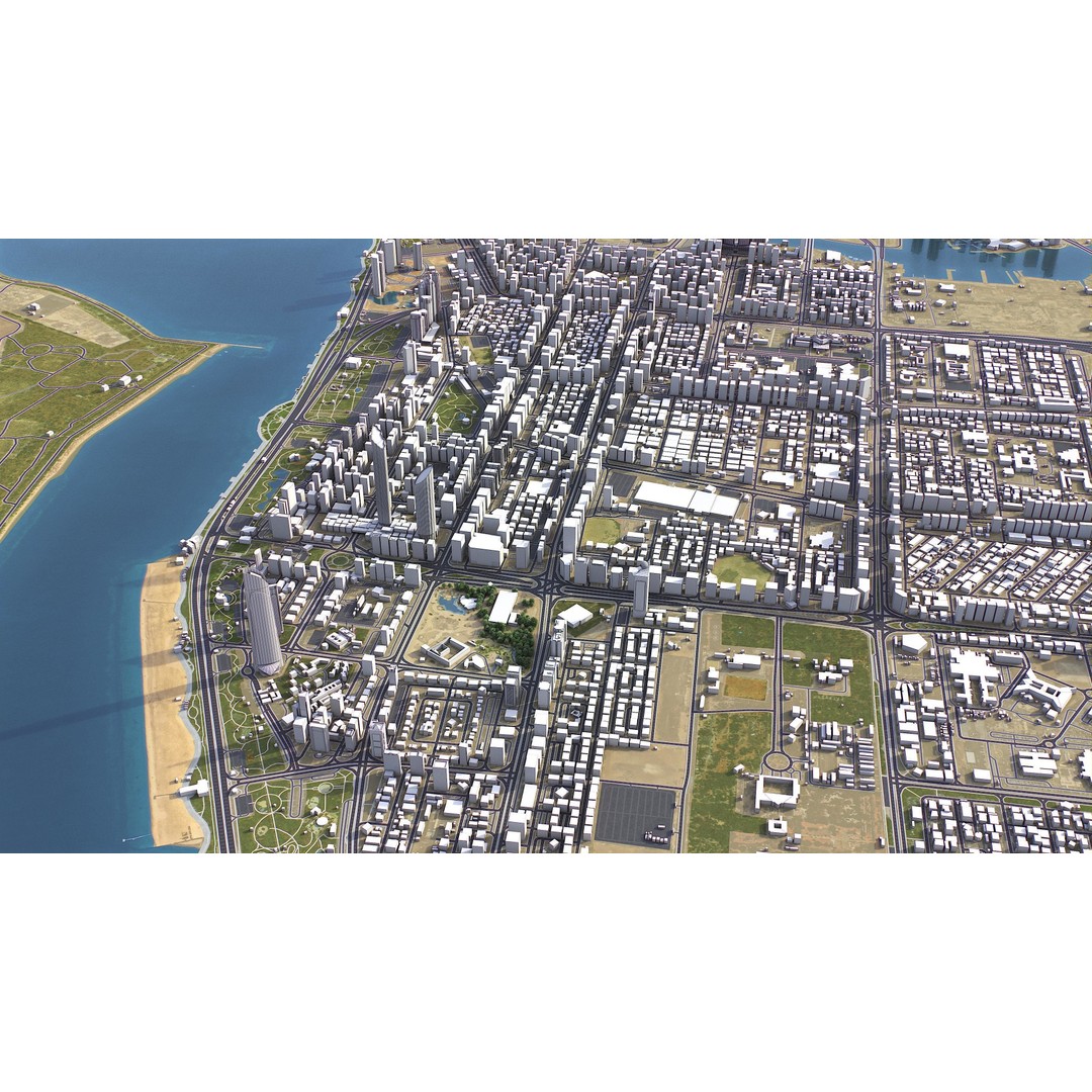 Abu Dhabi 3D Model – Low-Poly Cityscape with Realistic Textures, FBX - View 18