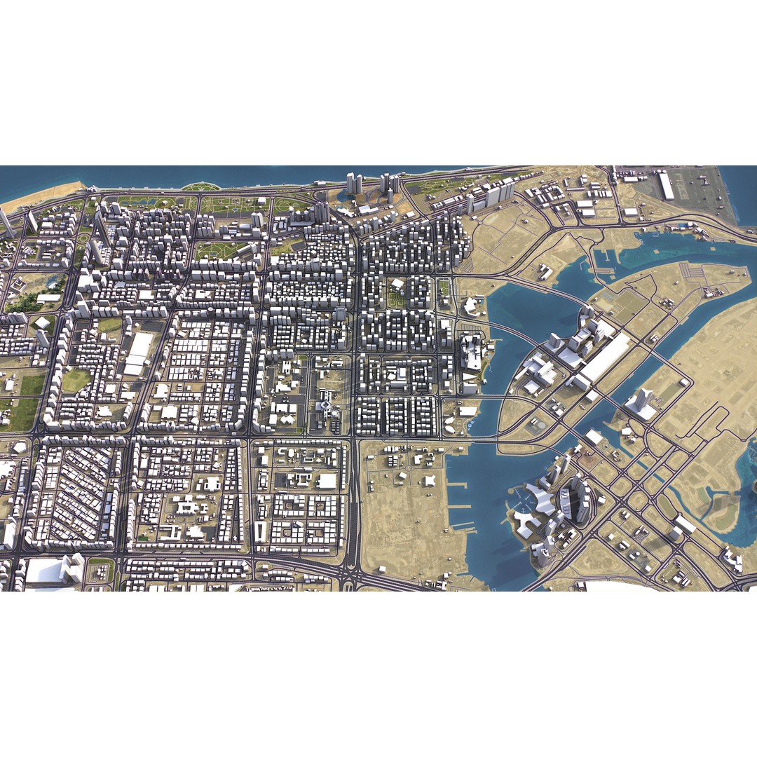 Abu Dhabi 3D Model – Low-Poly Cityscape with Realistic Textures, FBX - View 19