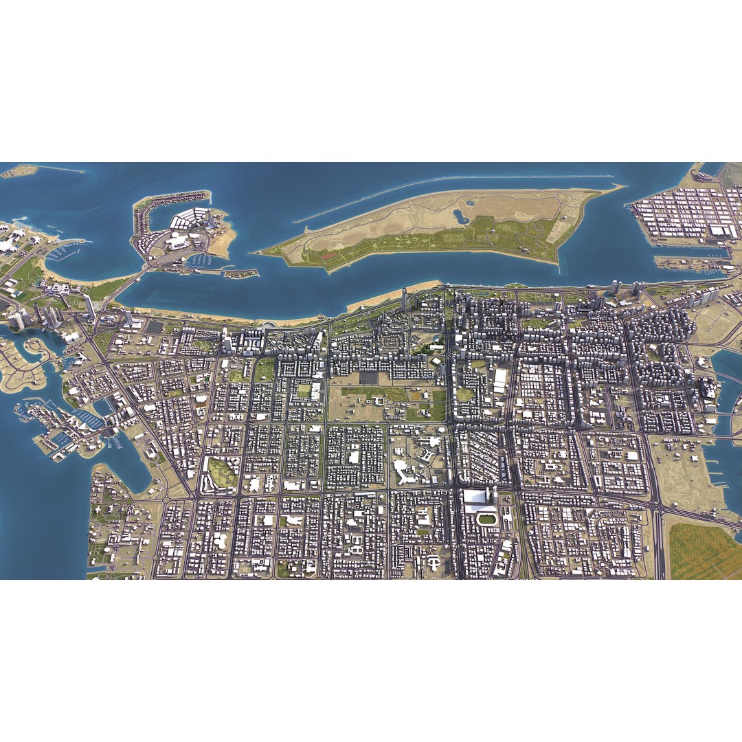 Abu Dhabi 3D Model – Low-Poly Cityscape with Realistic Textures, FBX - View 20