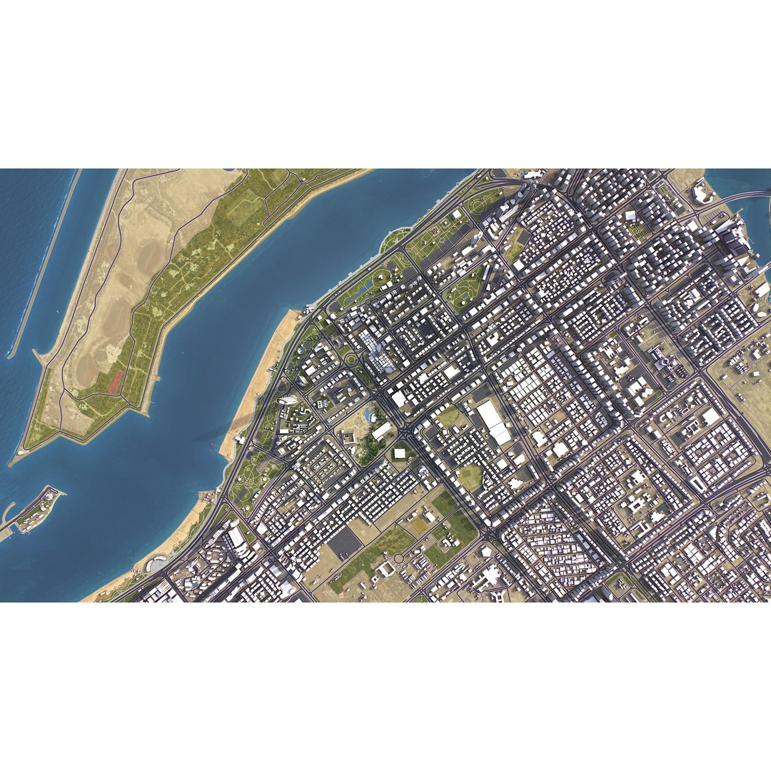 Abu Dhabi 3D Model – Low-Poly Cityscape with Realistic Textures, FBX - View 22