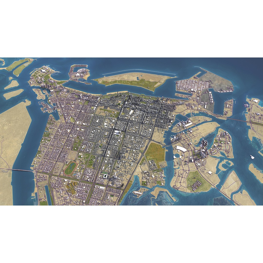 Abu Dhabi 3D Model – Low-Poly Cityscape with Realistic Textures, FBX - View 23