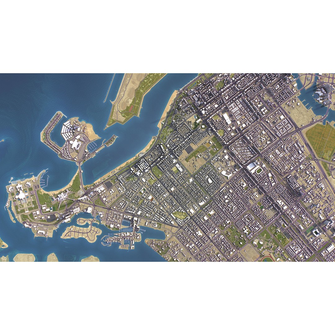Abu Dhabi 3D Model – Low-Poly Cityscape with Realistic Textures, FBX - View 24