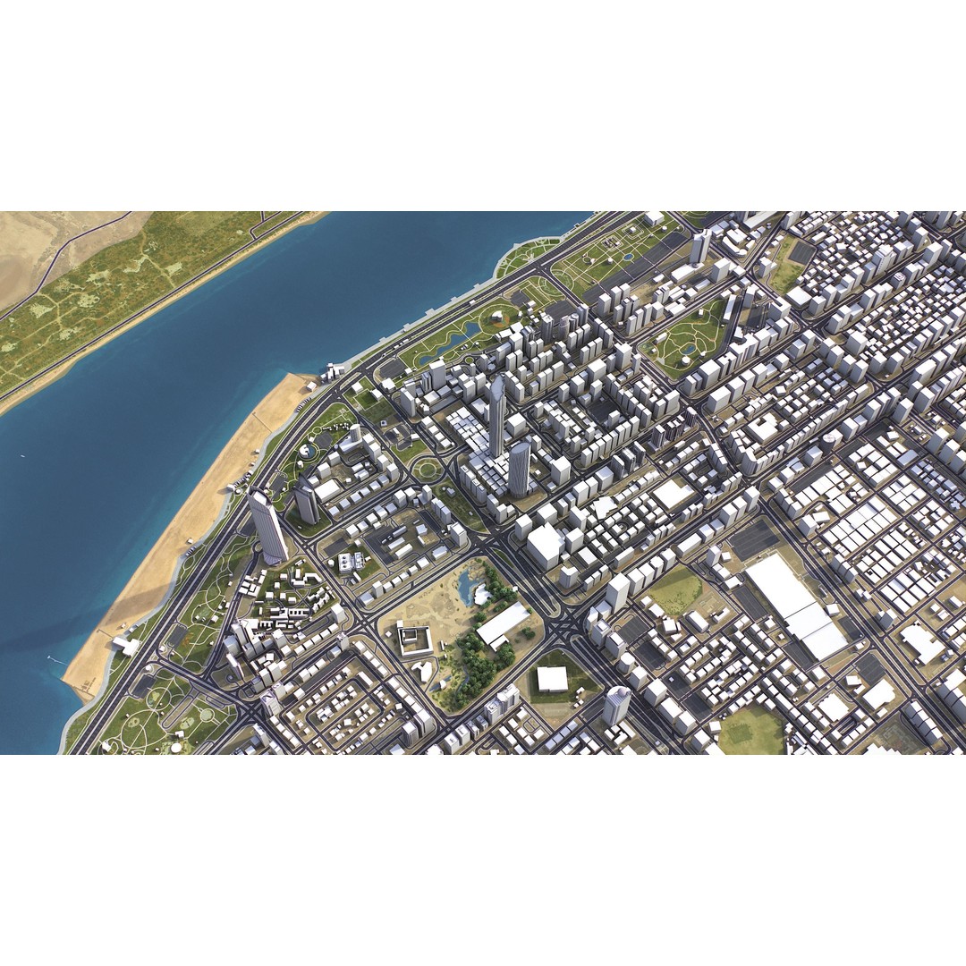 Abu Dhabi 3D Model – Low-Poly Cityscape with Realistic Textures, FBX - View 4