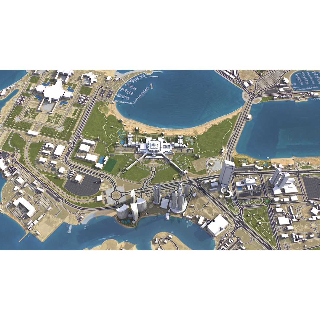 Abu Dhabi 3D Model – Low-Poly Cityscape with Realistic Textures, FBX - View 5