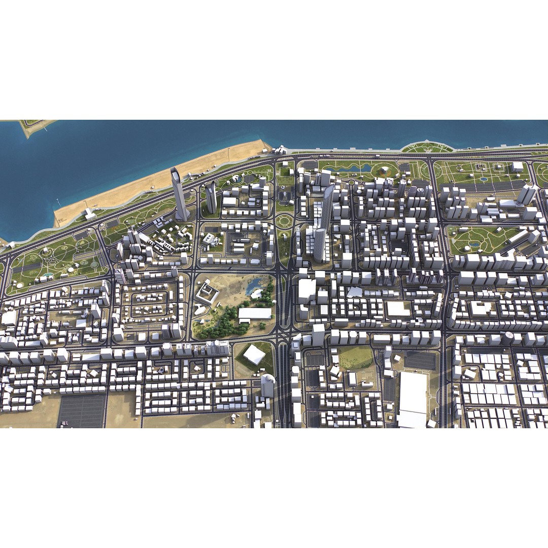Abu Dhabi 3D Model – Low-Poly Cityscape with Realistic Textures, FBX - View 6
