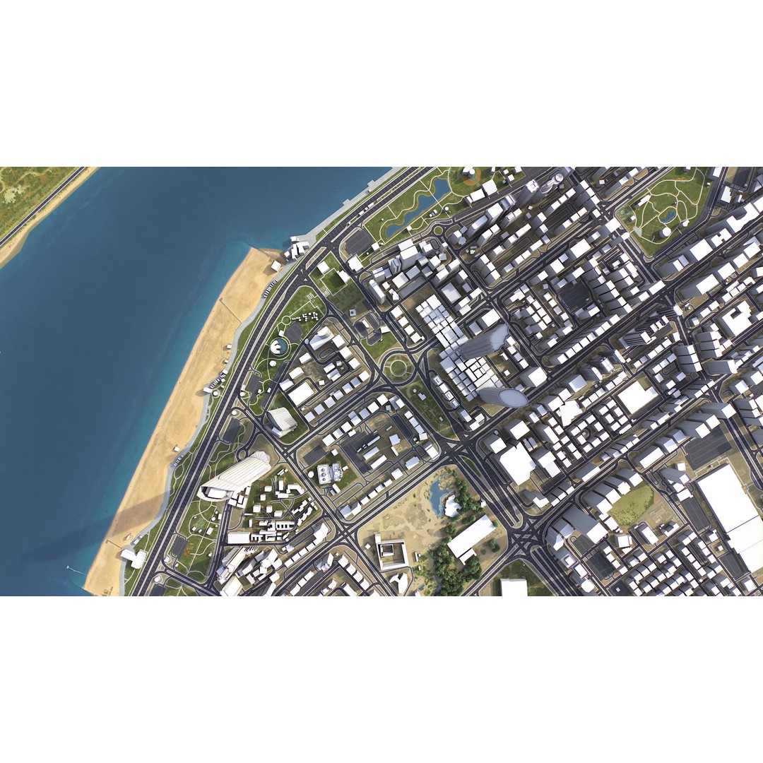 Abu Dhabi 3D Model – Low-Poly Cityscape with Realistic Textures, FBX - View 7