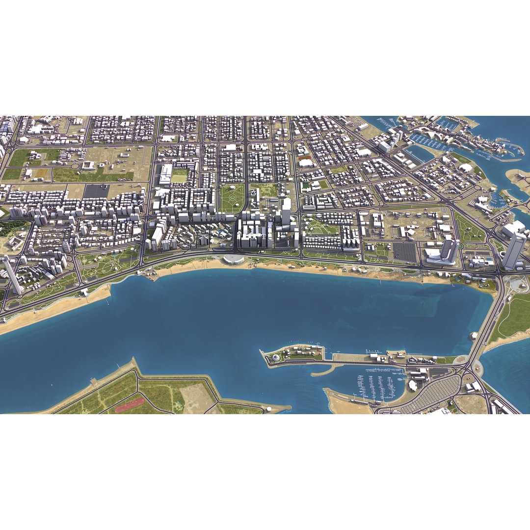 Abu Dhabi 3D Model – Low-Poly Cityscape with Realistic Textures, FBX - View 8