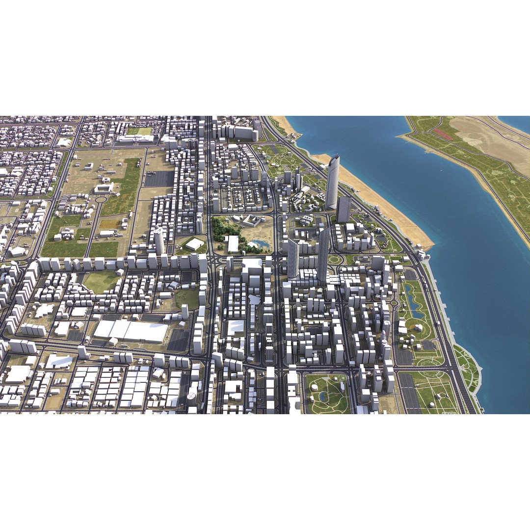 Abu Dhabi 3D Model – Low-Poly Cityscape with Realistic Textures, FBX - View 9