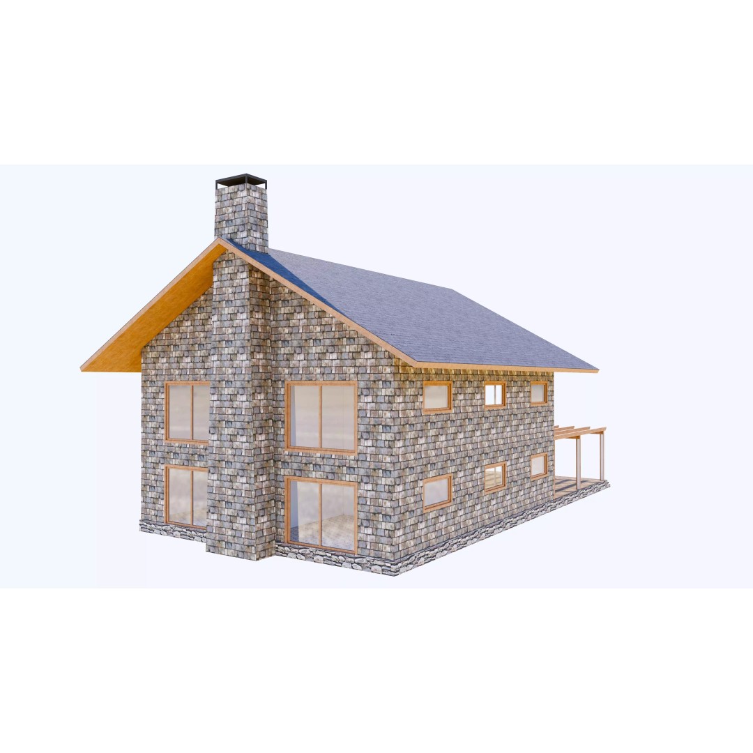 Townhouse 3D Model – Low Poly Exterior Asset, FBX, OBJ - View 10