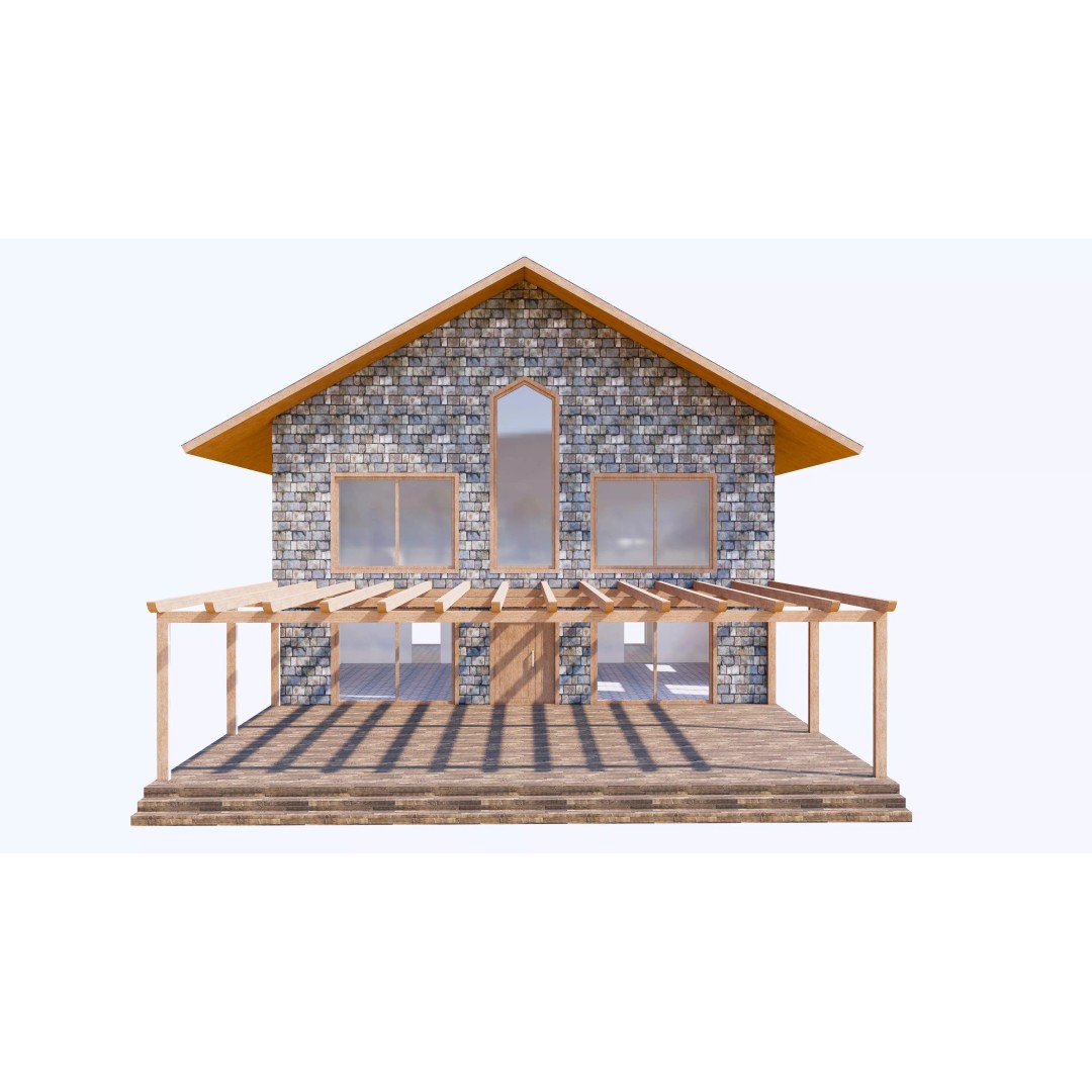 Townhouse 3D Model – Low Poly Exterior Asset, FBX, OBJ - View 11