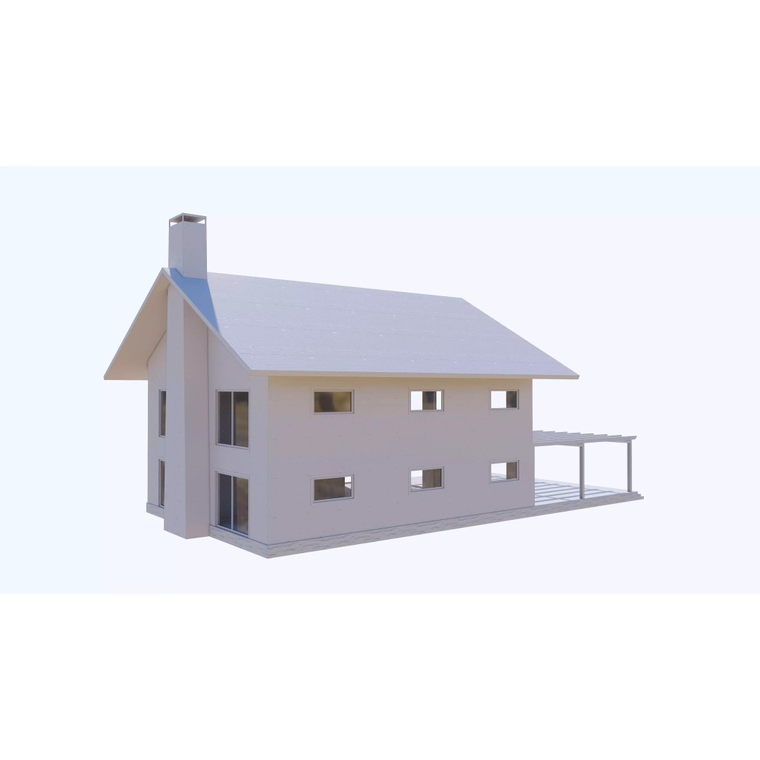 Townhouse 3D Model – Low Poly Exterior Asset, FBX, OBJ - View 12