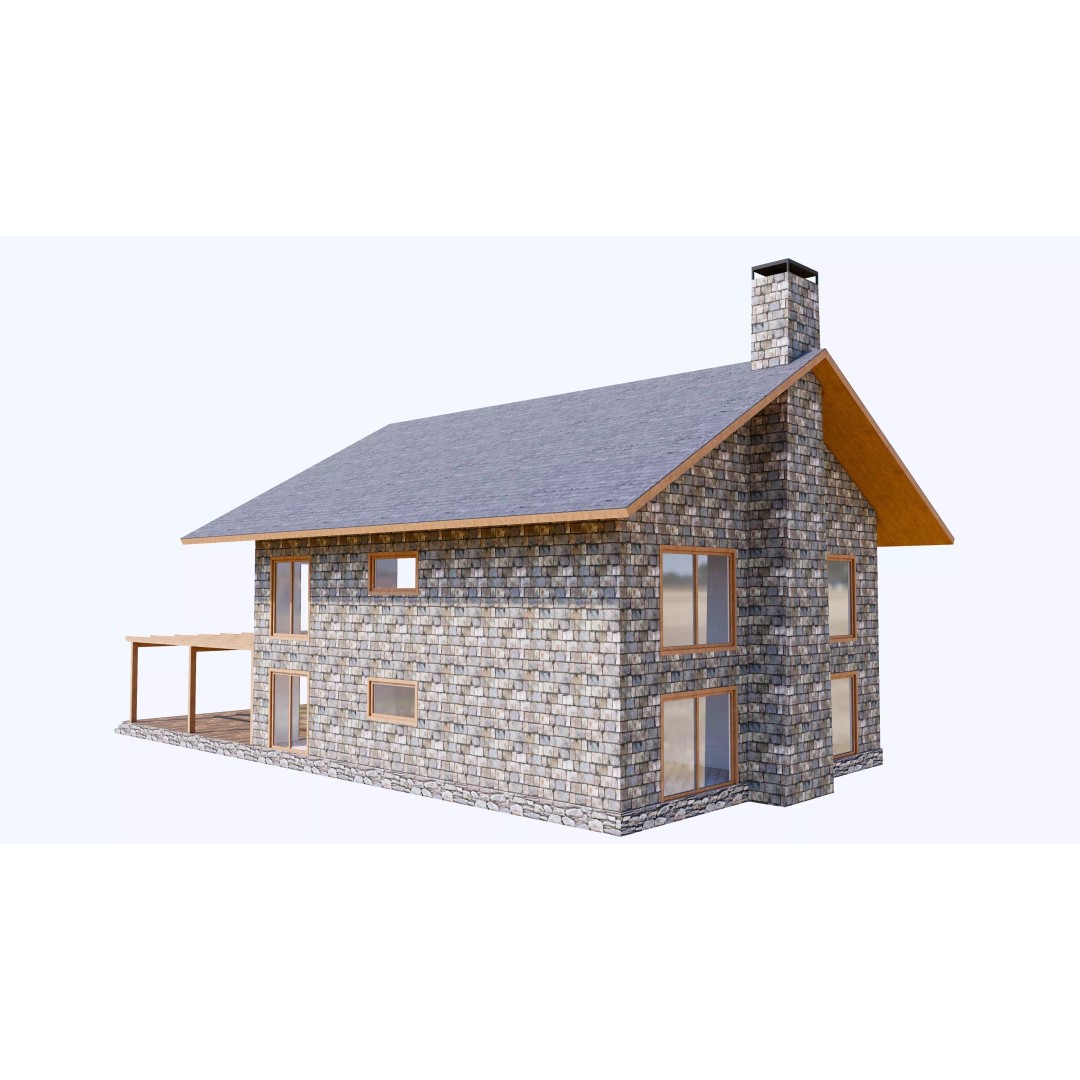 Townhouse 3D Model – Low Poly Exterior Asset, FBX, OBJ - View 13