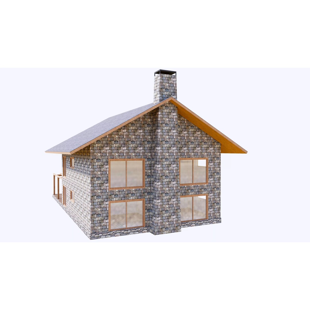 Townhouse 3D Model – Low Poly Exterior Asset, FBX, OBJ - View 14