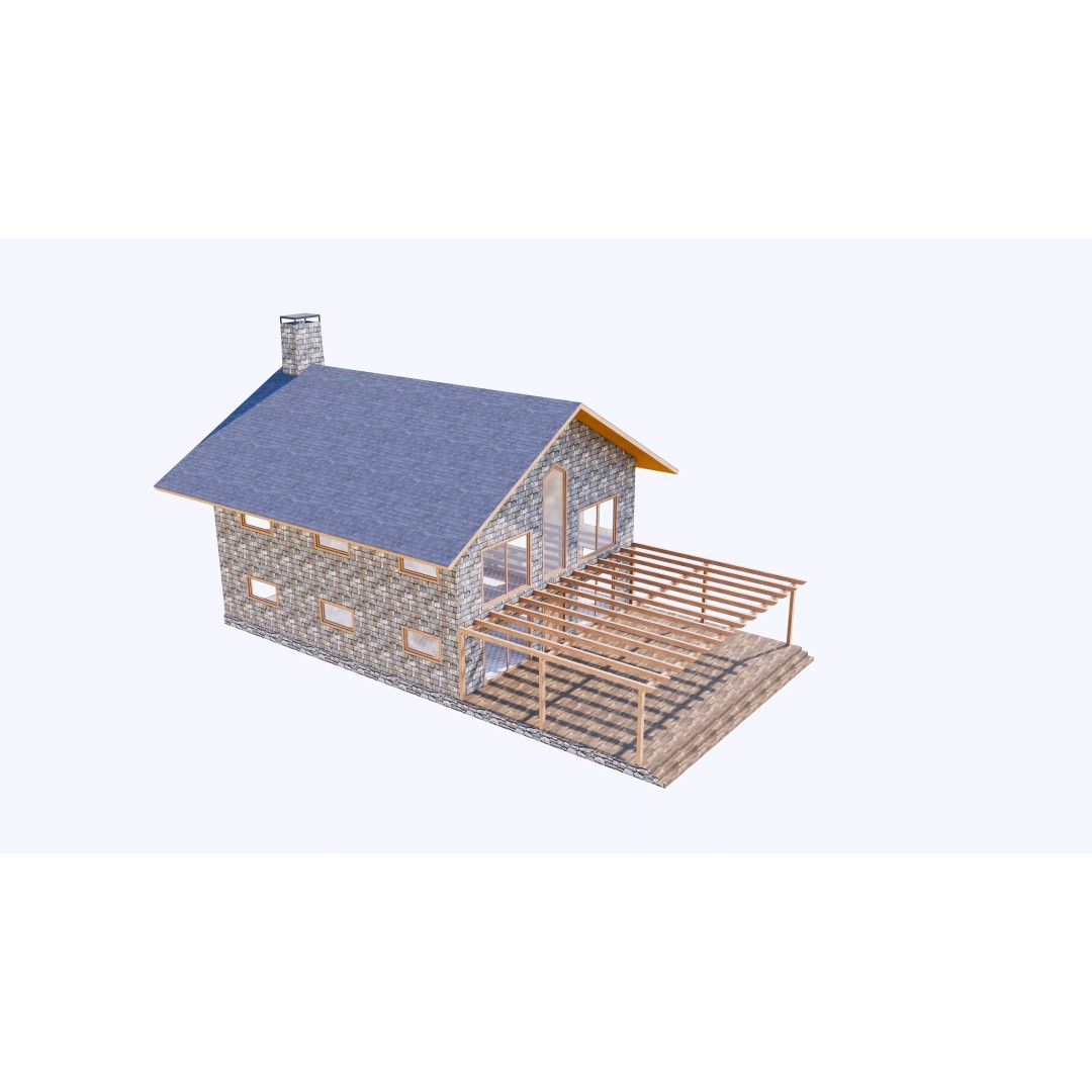 Townhouse 3D Model – Low Poly Exterior Asset, FBX, OBJ - View 15