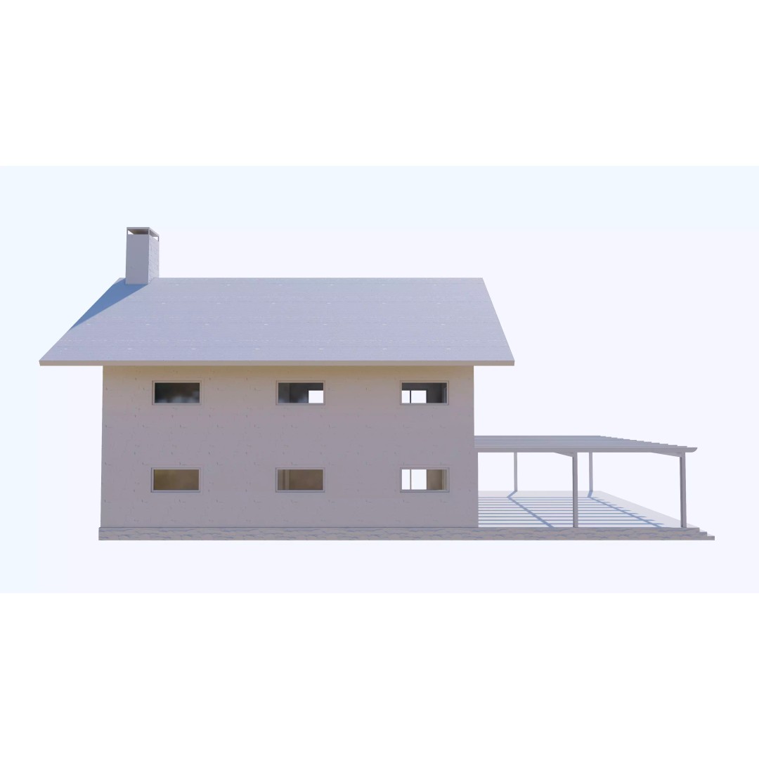 Townhouse 3D Model – Low Poly Exterior Asset, FBX, OBJ - View 17