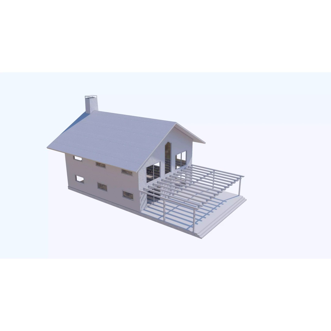 Townhouse 3D Model – Low Poly Exterior Asset, FBX, OBJ - View 18