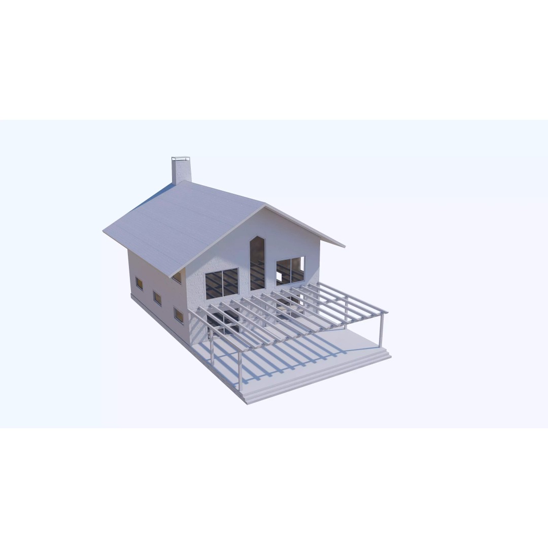 Townhouse 3D Model – Low Poly Exterior Asset, FBX, OBJ - View 19