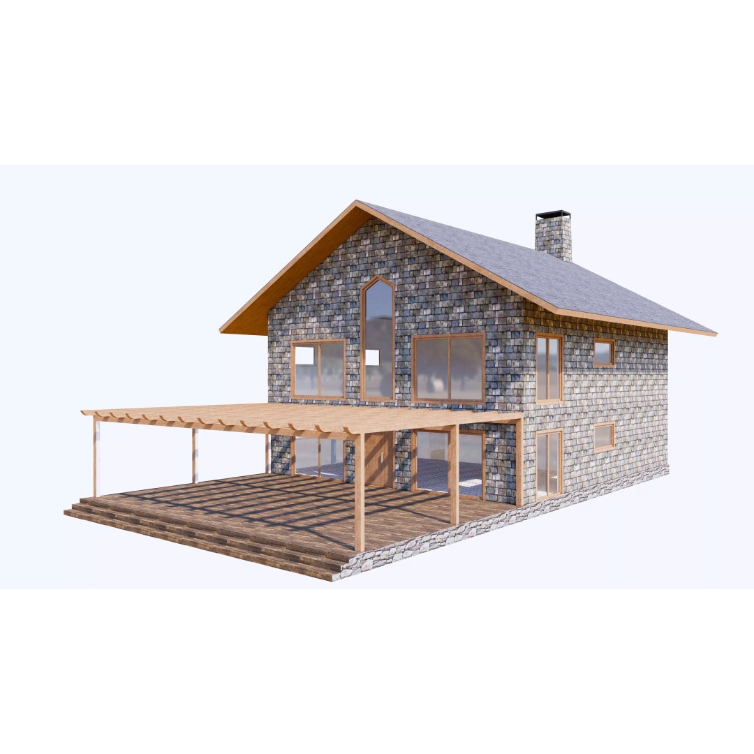 Townhouse 3D Model – Low Poly Exterior Asset, FBX, OBJ - View 2