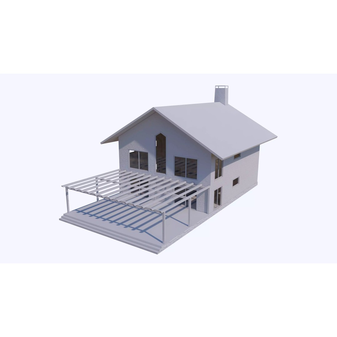 Townhouse 3D Model – Low Poly Exterior Asset, FBX, OBJ - View 20
