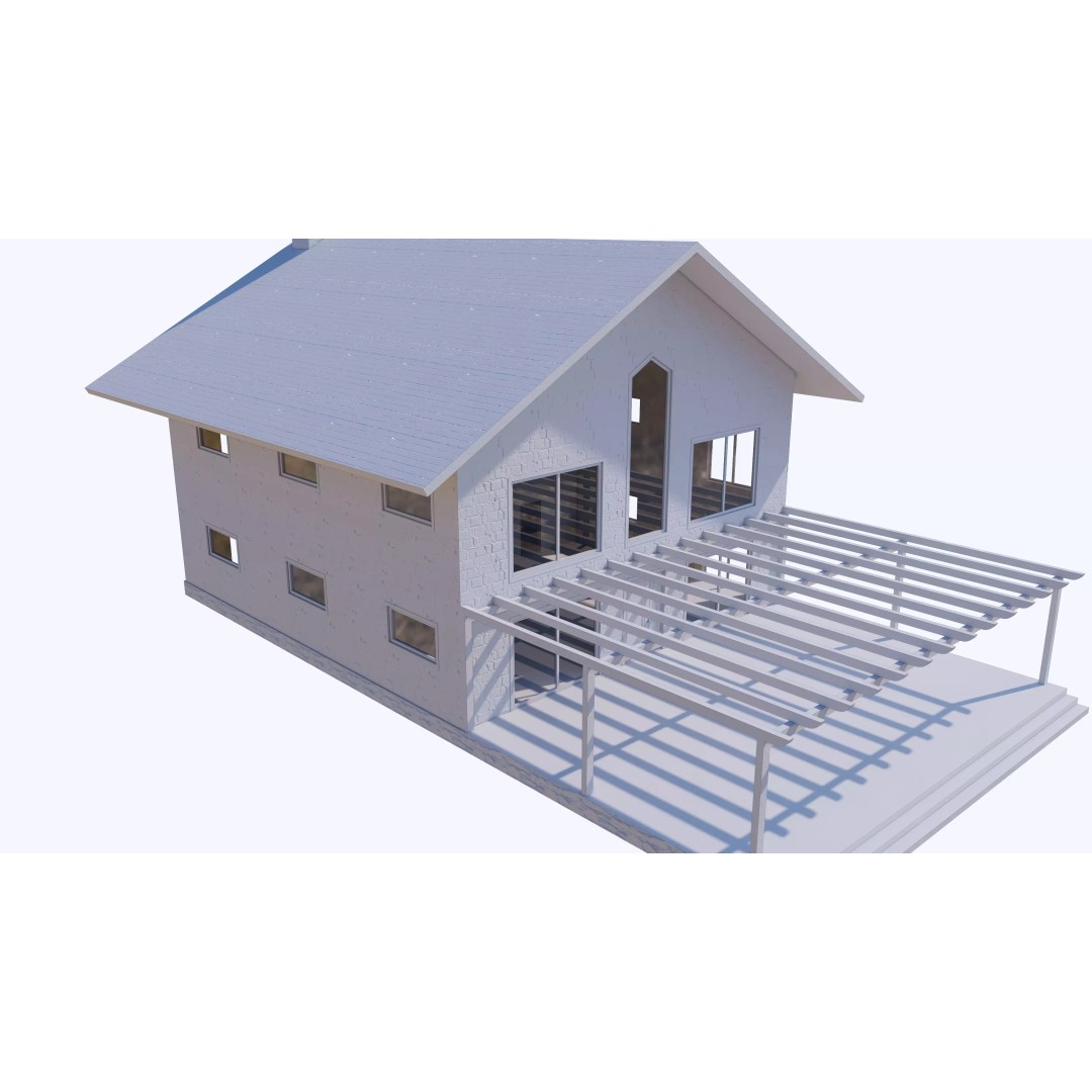 Townhouse 3D Model – Low Poly Exterior Asset, FBX, OBJ - View 21