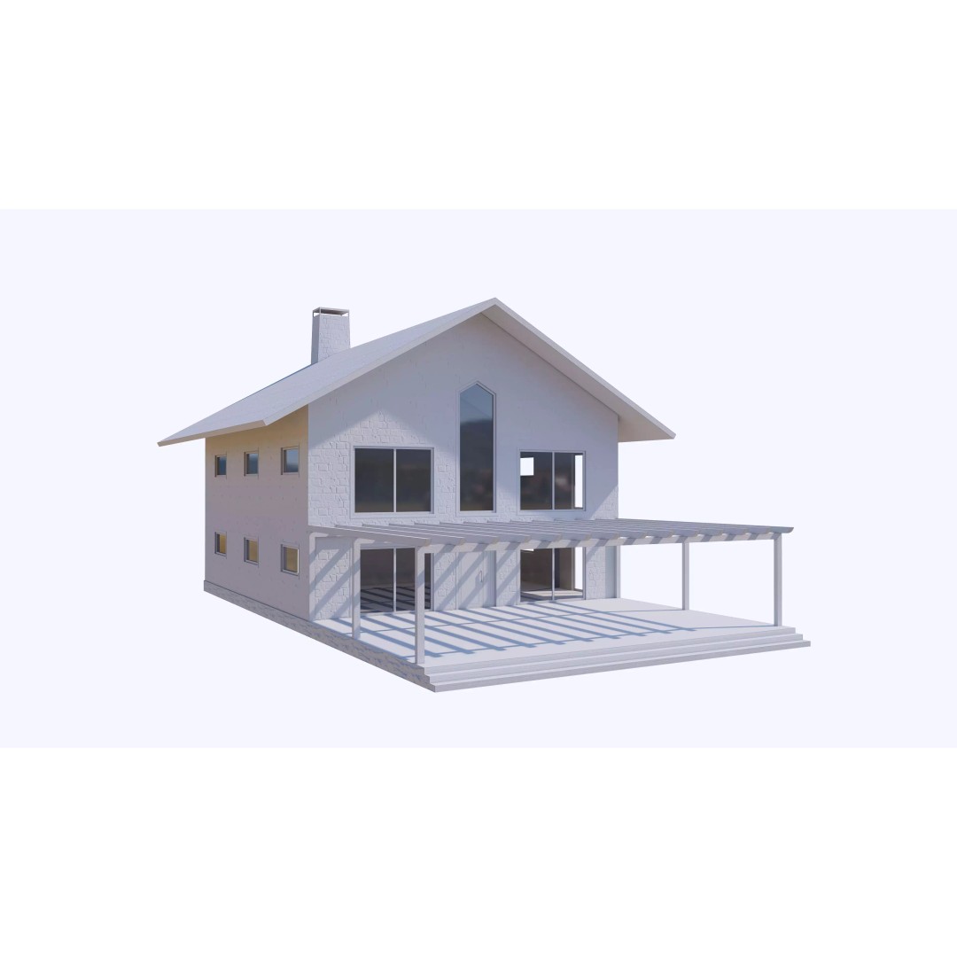 Townhouse 3D Model – Low Poly Exterior Asset, FBX, OBJ - View 22