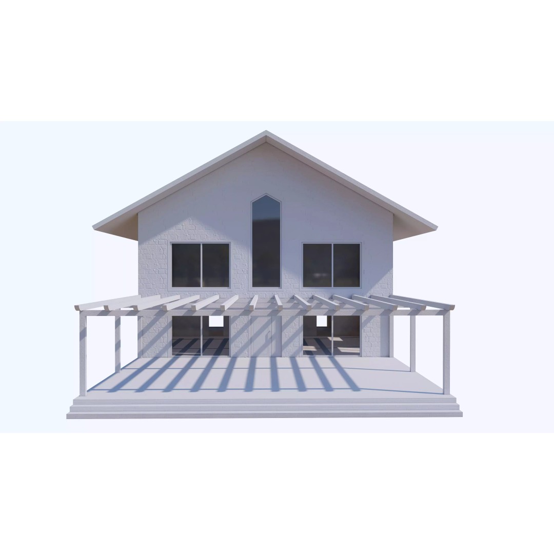 Townhouse 3D Model – Low Poly Exterior Asset, FBX, OBJ - View 23