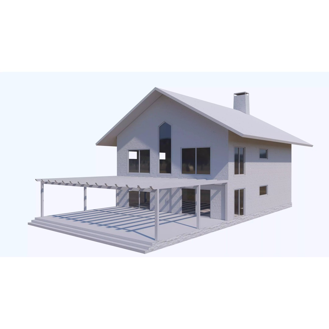 Townhouse 3D Model – Low Poly Exterior Asset, FBX, OBJ - View 24