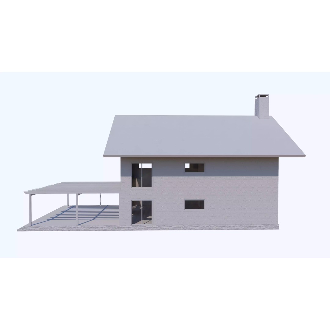 Townhouse 3D Model – Low Poly Exterior Asset, FBX, OBJ - View 25