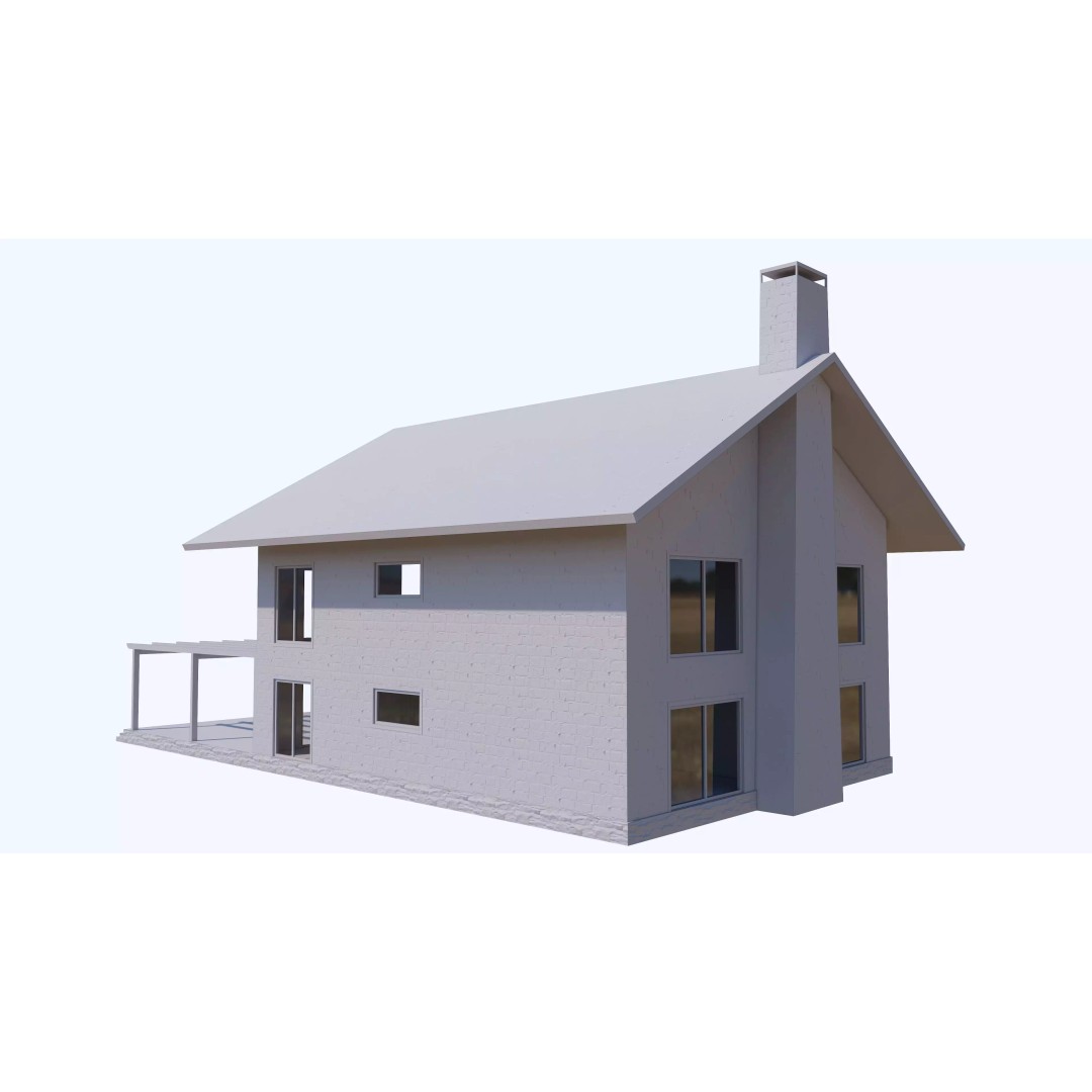 Townhouse 3D Model – Low Poly Exterior Asset, FBX, OBJ - View 26