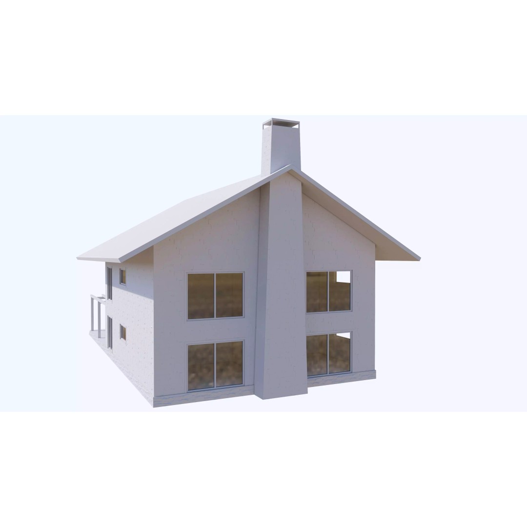 Townhouse 3D Model – Low Poly Exterior Asset, FBX, OBJ - View 27