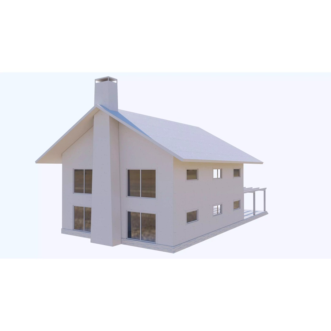 Townhouse 3D Model – Low Poly Exterior Asset, FBX, OBJ - View 29