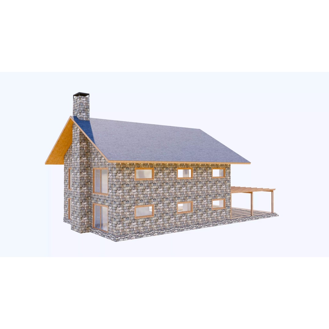 Townhouse 3D Model – Low Poly Exterior Asset, FBX, OBJ - View 5