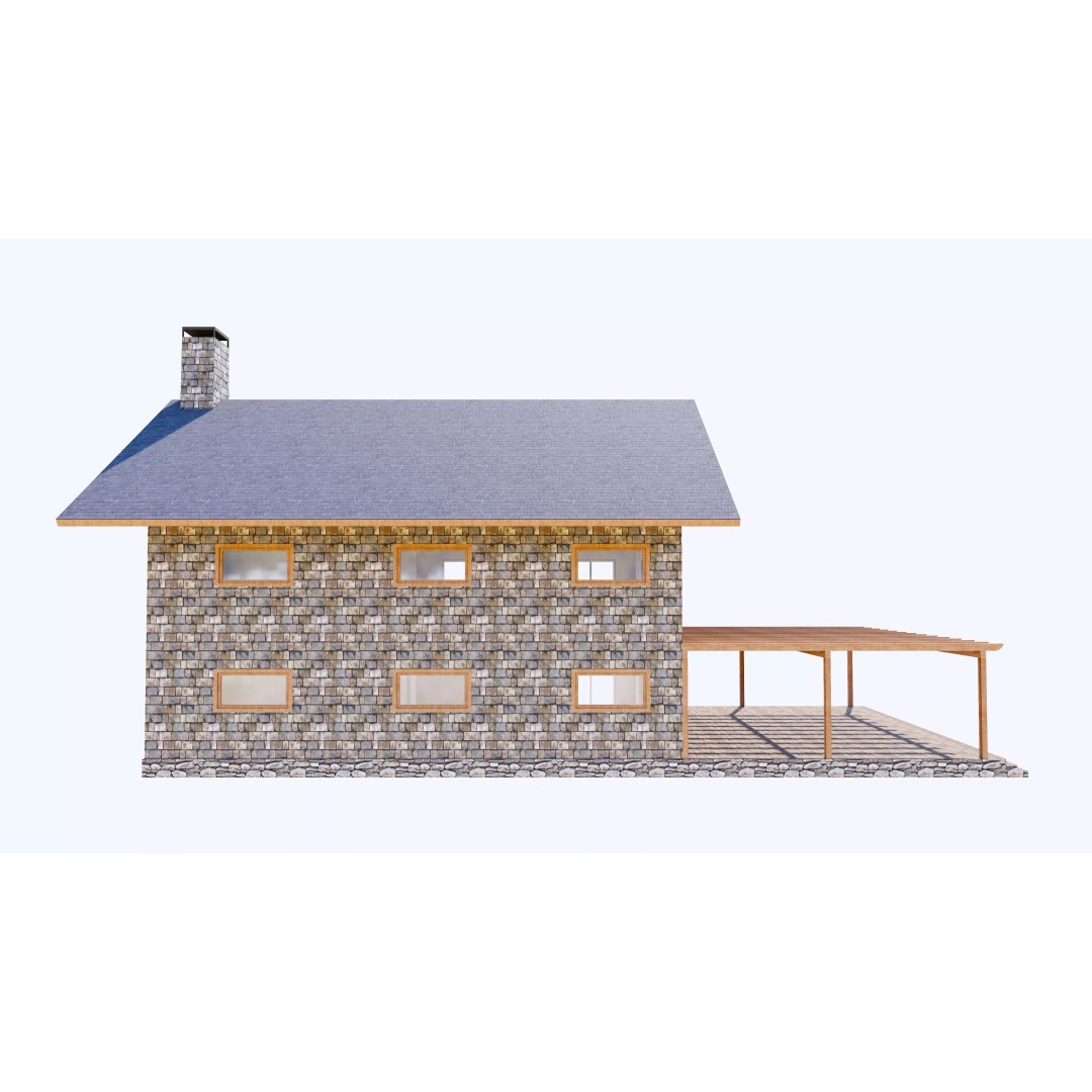 Townhouse 3D Model – Low Poly Exterior Asset, FBX, OBJ - View 6