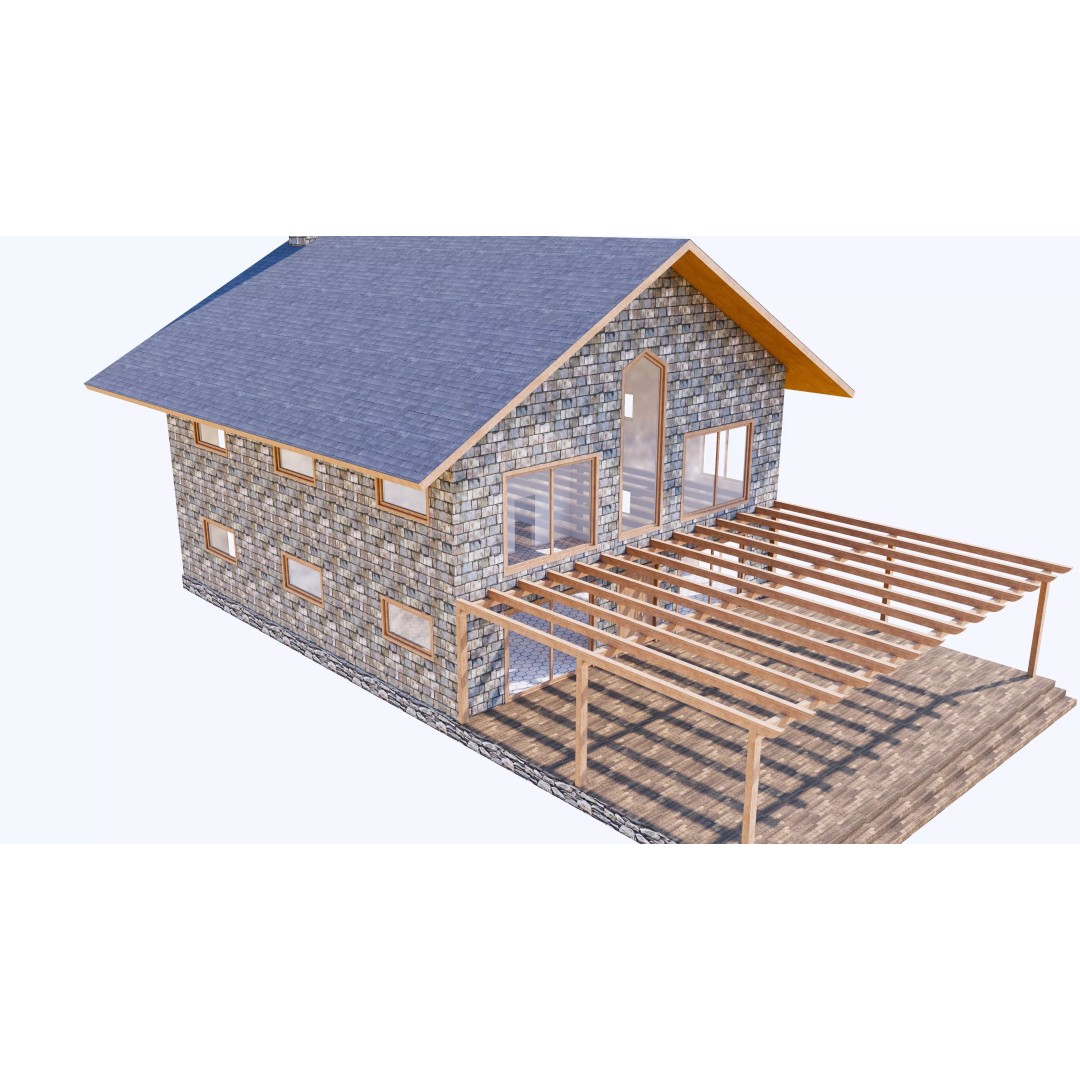 Townhouse 3D Model – Low Poly Exterior Asset, FBX, OBJ - View 7