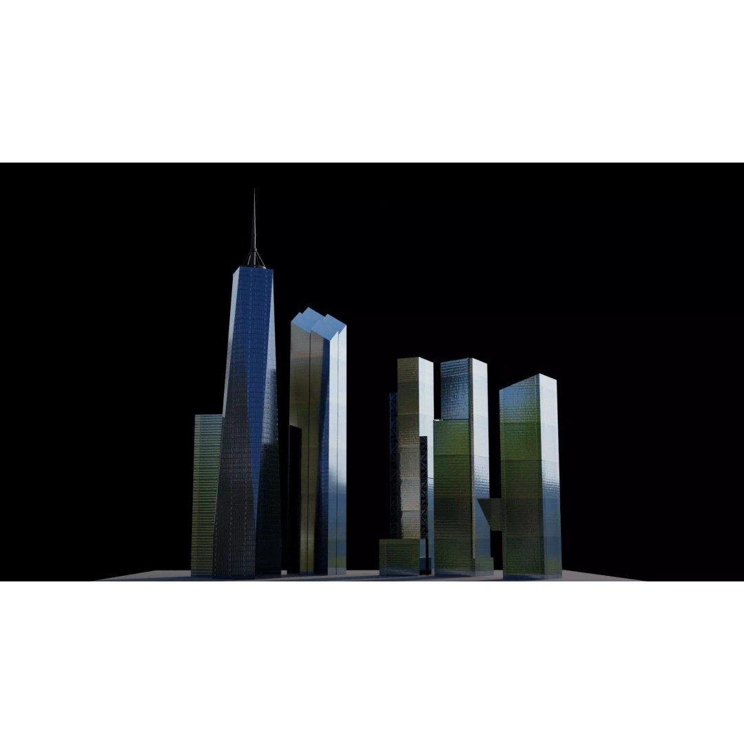 World Trade Center Towers 3D Model – Low Poly Blender Asset - View 2