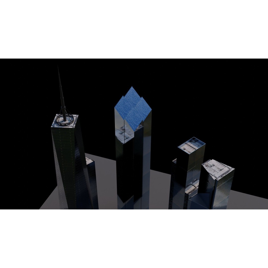 World Trade Center Towers 3D Model – Low Poly Blender Asset - View 4
