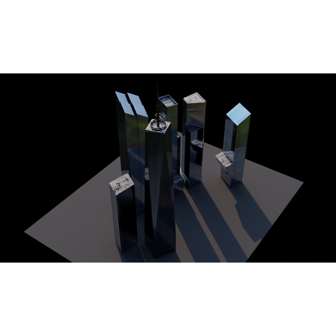 World Trade Center Towers 3D Model – Low Poly Blender Asset - View 9