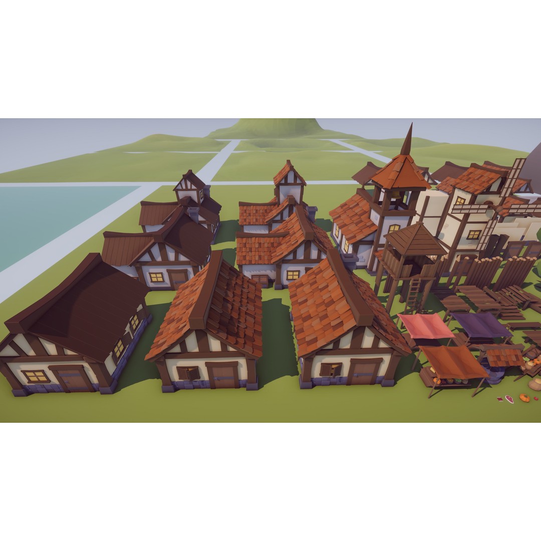 Medieval Village 3D Model – Low Poly Game Asset with 219 Prefabs - View 11