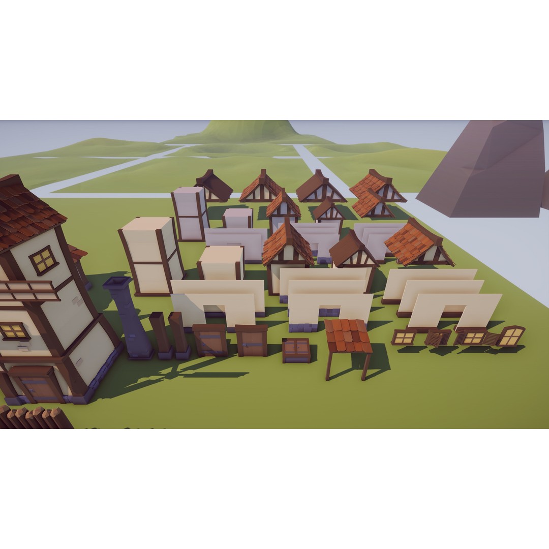 Medieval Village 3D Model – Low Poly Game Asset with 219 Prefabs - View 12