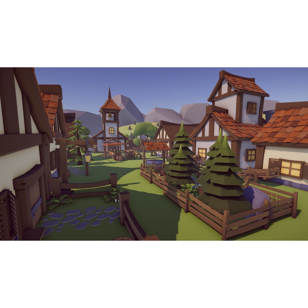 Medieval Village 3D Model – Low Poly Game Asset with 219 Prefabs - View 5