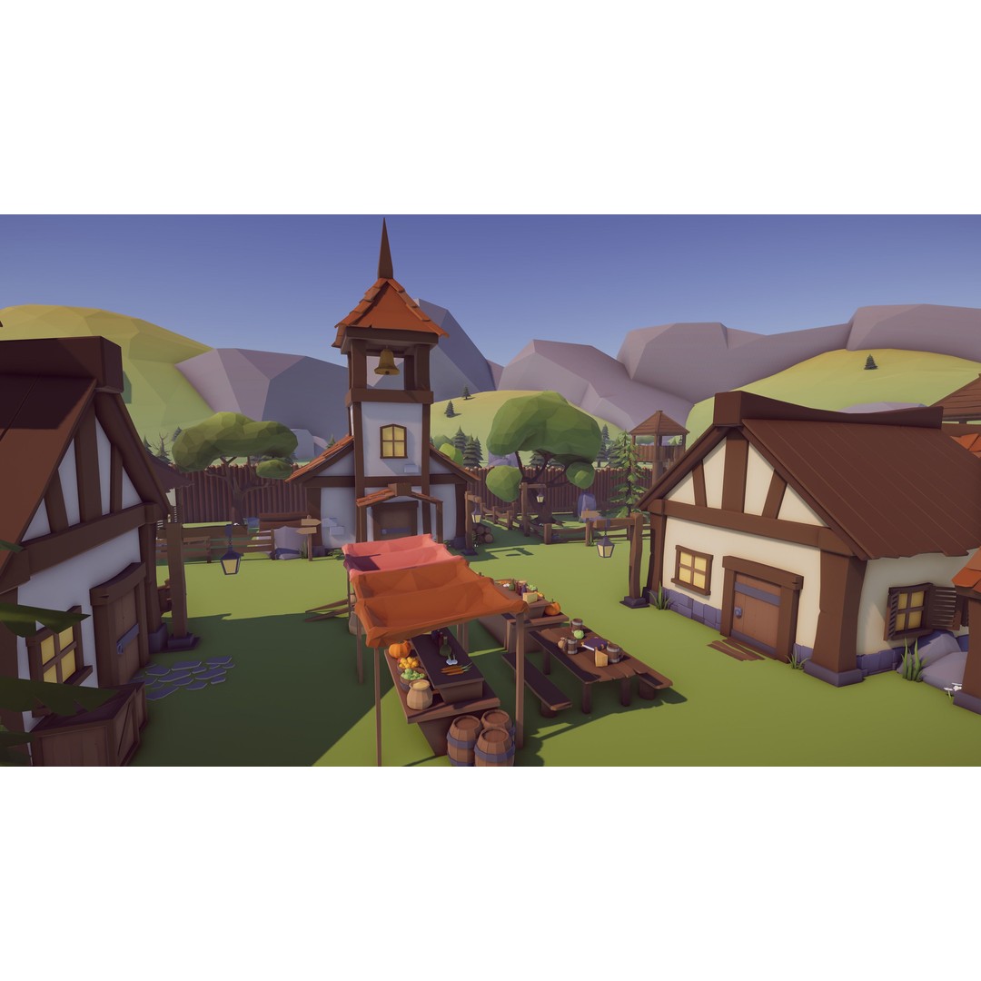 Medieval Village 3D Model – Low Poly Game Asset with 219 Prefabs - View 6