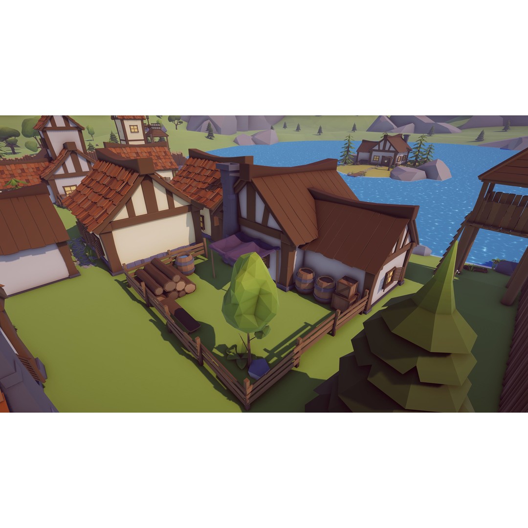 Medieval Village 3D Model – Low Poly Game Asset with 219 Prefabs - View 7