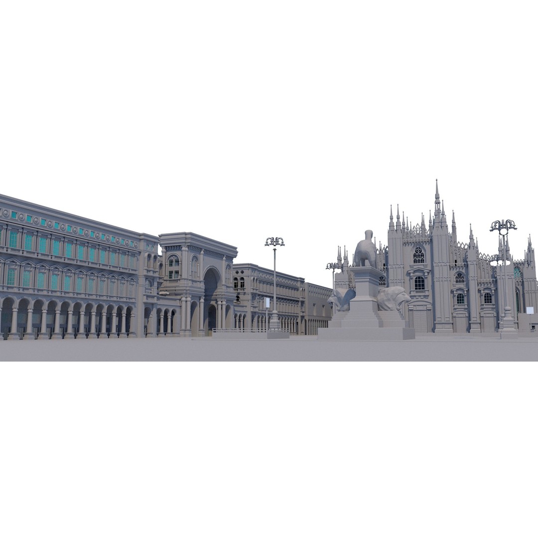 Duomo Milano 3D Model – Detailed Cathedral with Piazza and Archway