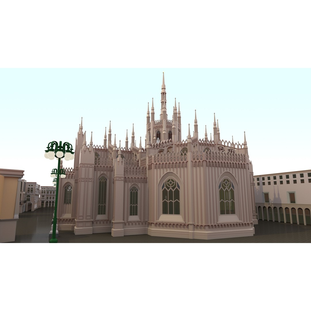 Duomo Milano 3D Model – Detailed Cathedral with Piazza and Archway - View 12